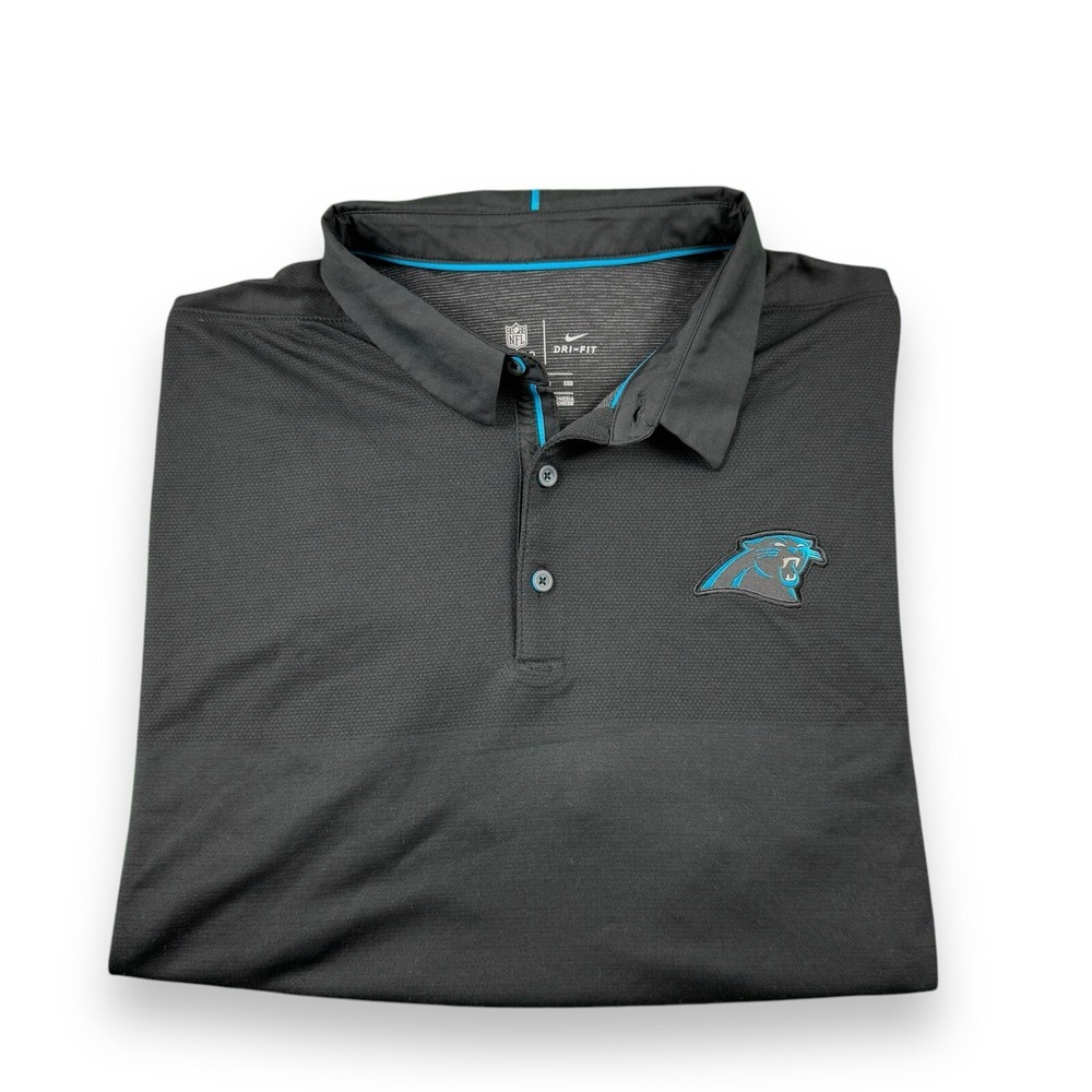Nike NFL On-Field Carolina Panthers Charcoal Dri-Fit Polo Shirt Mens Sz 2XL GUC